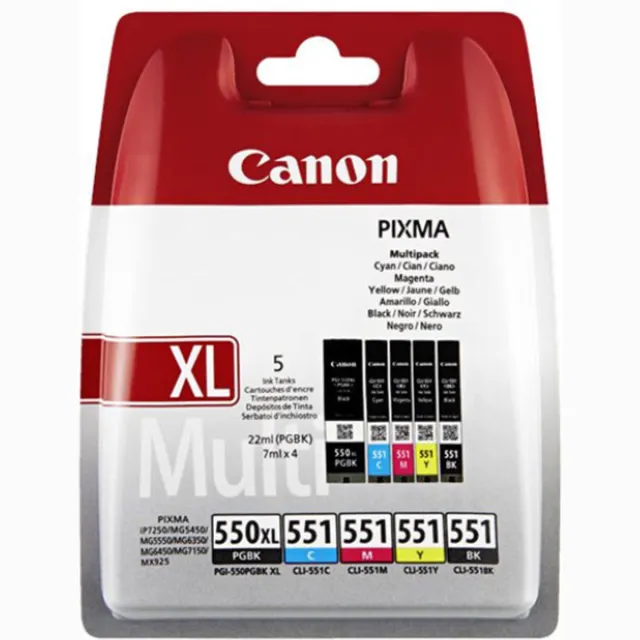 Canon PGI-550XL & CLI-551 - Inktcartridge + Retourzakje - Origineel - Zwart en Kleur