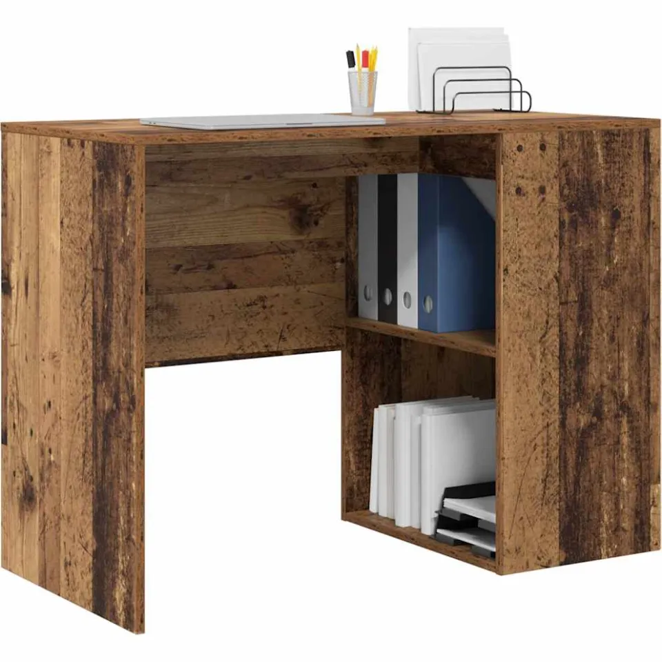 vidaXL Bureau Oud Hout 102 x 50 x 75 cm Bewerkt hout Bruin