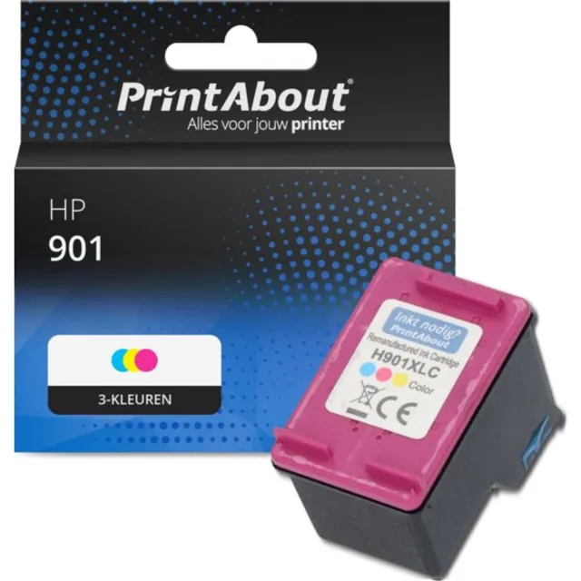 PrintAbout huismerk Inktcartridge 901 (CC656AE) 3-kleuren geschikt voor HP