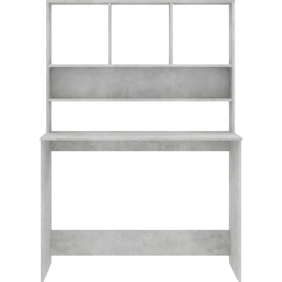 vidaXL Bureau met schappen 110x45x157 cm bewerkt hout betongrijs
