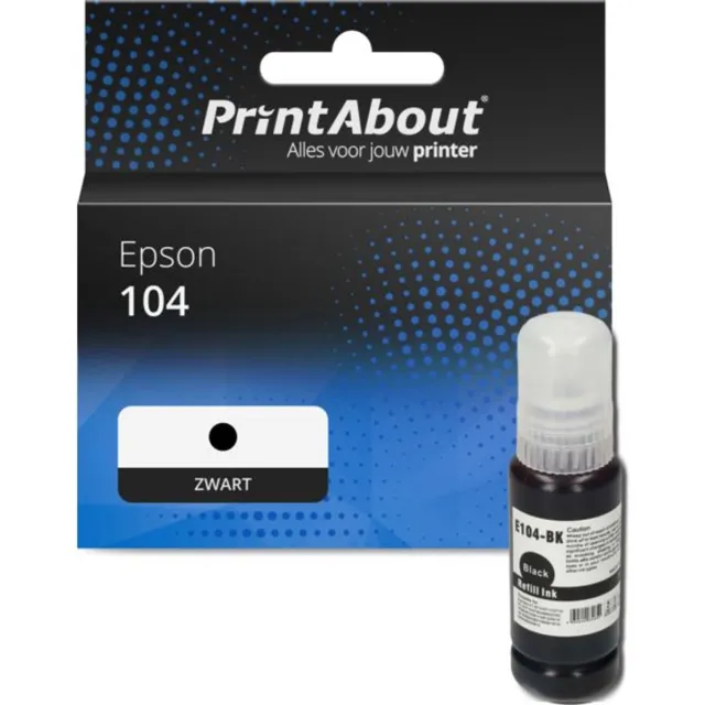 PrintAbout huismerk Inktcartridge 104 (C13T00P140) Zwart geschikt voor Epson