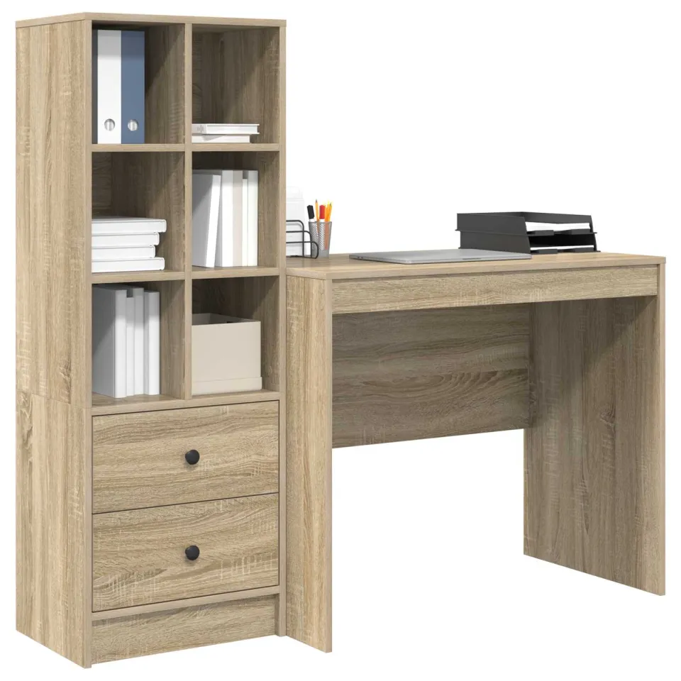 vidaXL Bureau Sonoma Eiken 135,5 x 50 x 127 cm 2 st Bruin