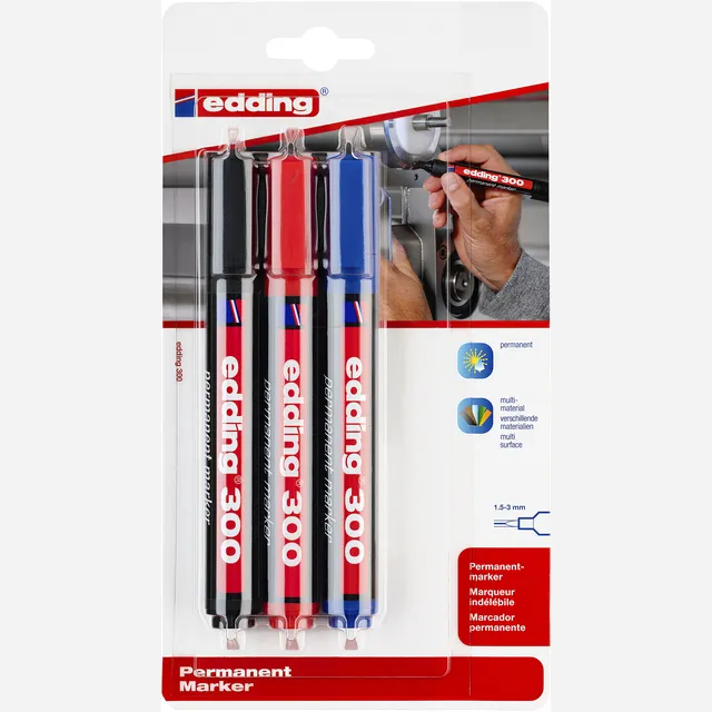 Edding Viltstift edding 300 rond 1.5-3mm assorti blister à 3 stuks