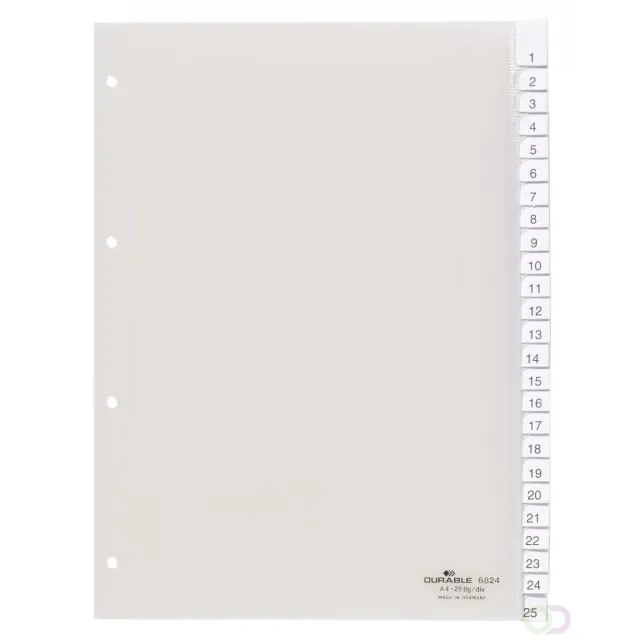 Durable Tabbladen A4 25-delig gelaste tabs en voorblad PP, 80x80x80 mm