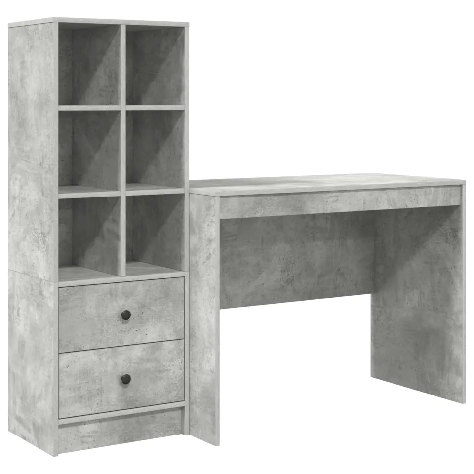 vidaXL Bureau Beton Grijs 145.5 x 50 x 127 cm 2 st