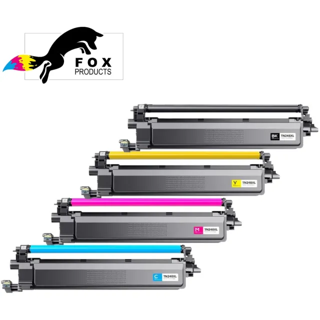 FoxProducts TN-248 248XL TN248 (3000 pagina's) | Multipack van 4 stuks Geschikt voor Brother L3515CDW - L3520CDW - L3527CDW - L3555CDW - L3560CDW - L3215CW - L3220CW - L3240CDW - L8230CDW - L8240CDW - L3740CDW - L3760CDW - L8340CDW Zwart, magenta, cyaan, yellow