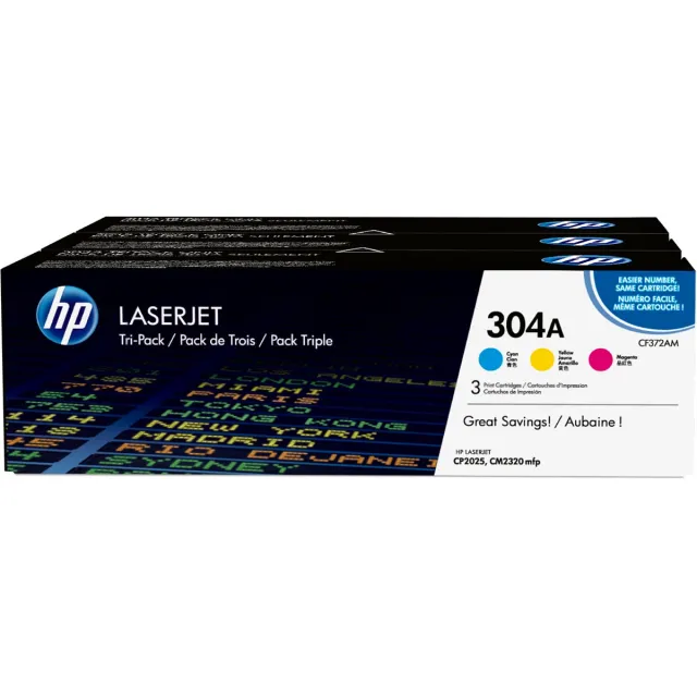 Hp 304A Tri-pack, CF372AM, toner cartr 3-kleuren