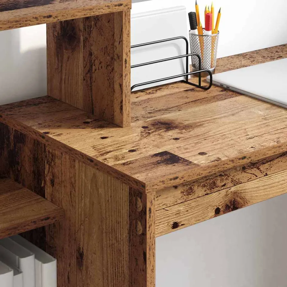 vidaXL Bureau Oud Hout 100 x 40 x 90 cm Bewerkt hout bruin, foto 4
