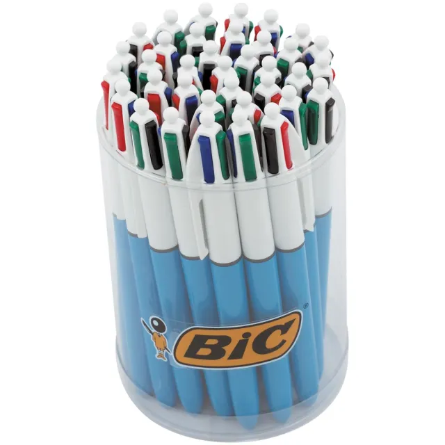 Bic Colours Original 4-kleurenbalpen, medium, klassieke inktkleuren, tubo van 36 stuks blauw