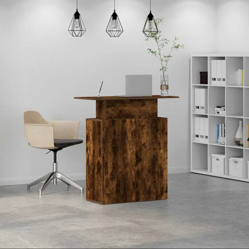 vidaXL Receptiebalie 100x40x104 cm bewerkt hout gerookt eikenkleurig, foto 2