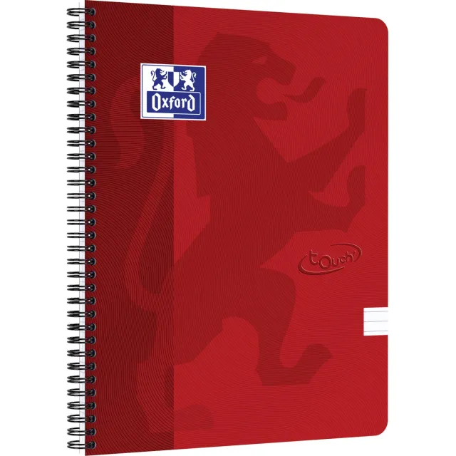 Oxford School Touch spiraalblok, ft A4, 140 bladzijden, gelijnd, rood