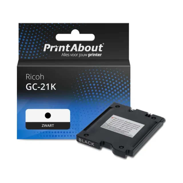 PrintAbout huismerk Inktcartridge GC-21K (405532) Zwart Geschikt voor Ricoh