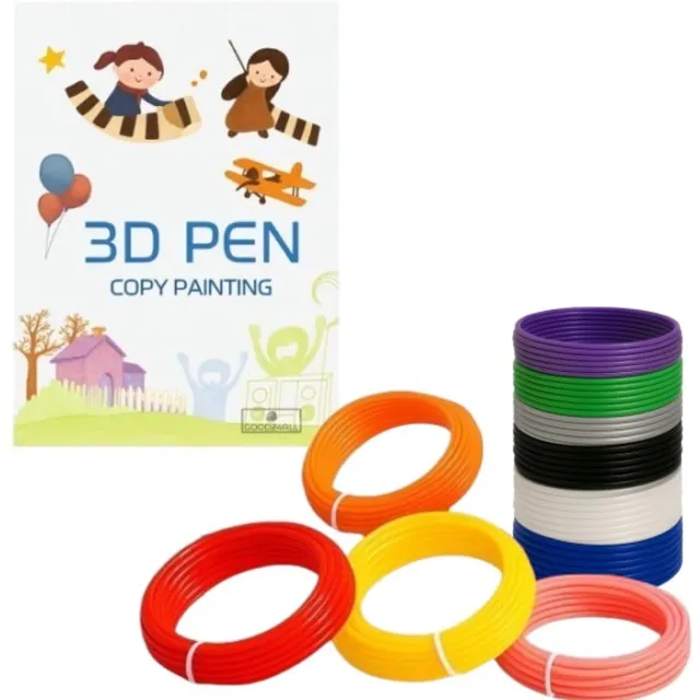 Goodz4All 50 Meter 3D Pen Vullingen 3D Printer Filament PLA en Patronenboek met 40 Sjablonen en Handige Overtrekkaart - DIY - Knutselen - Tekenset - Educatief speelgoed - 1.75 MM Multicolor.