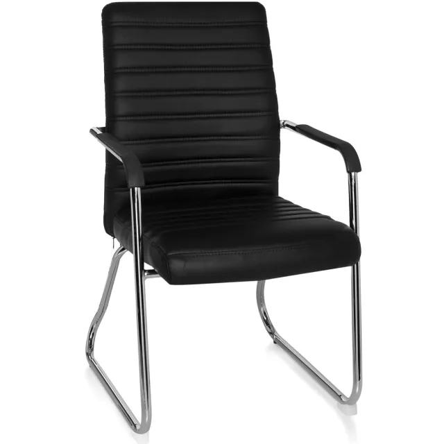 hjh office Steel PU - Bureaustoel - Vergaderstoel - Bezoekersstoel - Zwart