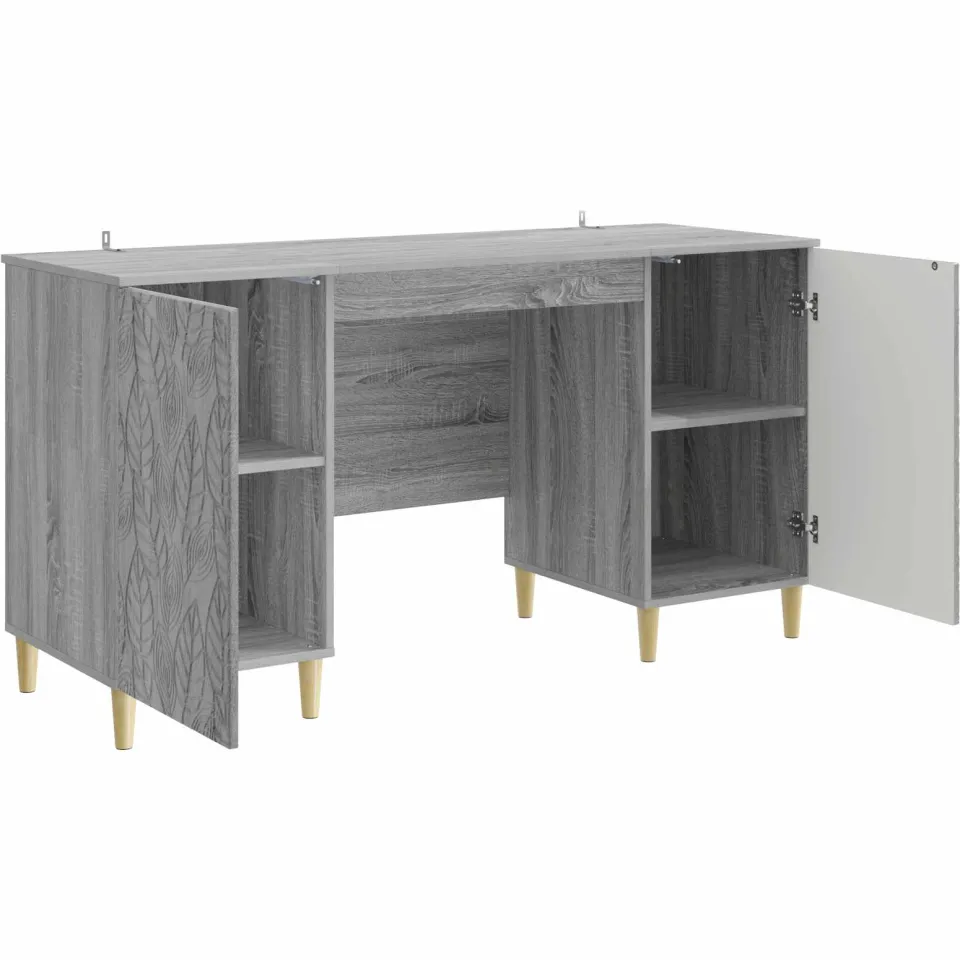 vidaXL Bureau Grijs Sonoma 142,5 x 50 x 75 cm Bewerkt hout