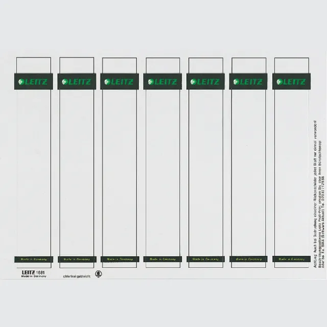 Leitz Rug-insteekkaart Leitz smal/kort 31x190mm wit 175 stuks