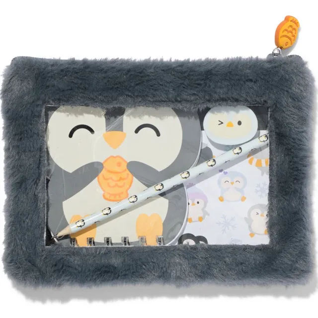 HEMA Etui pinguïn met inhoud (multicolor)