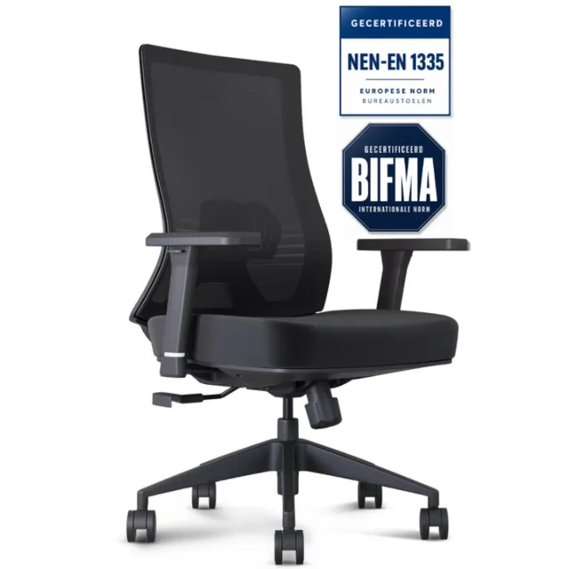 Stane Pro Ergonomische Bureaustoel - Office Chair - Bureaustoelen voor Volwassenen - NEN-EN1335 Zwart - Pro Line