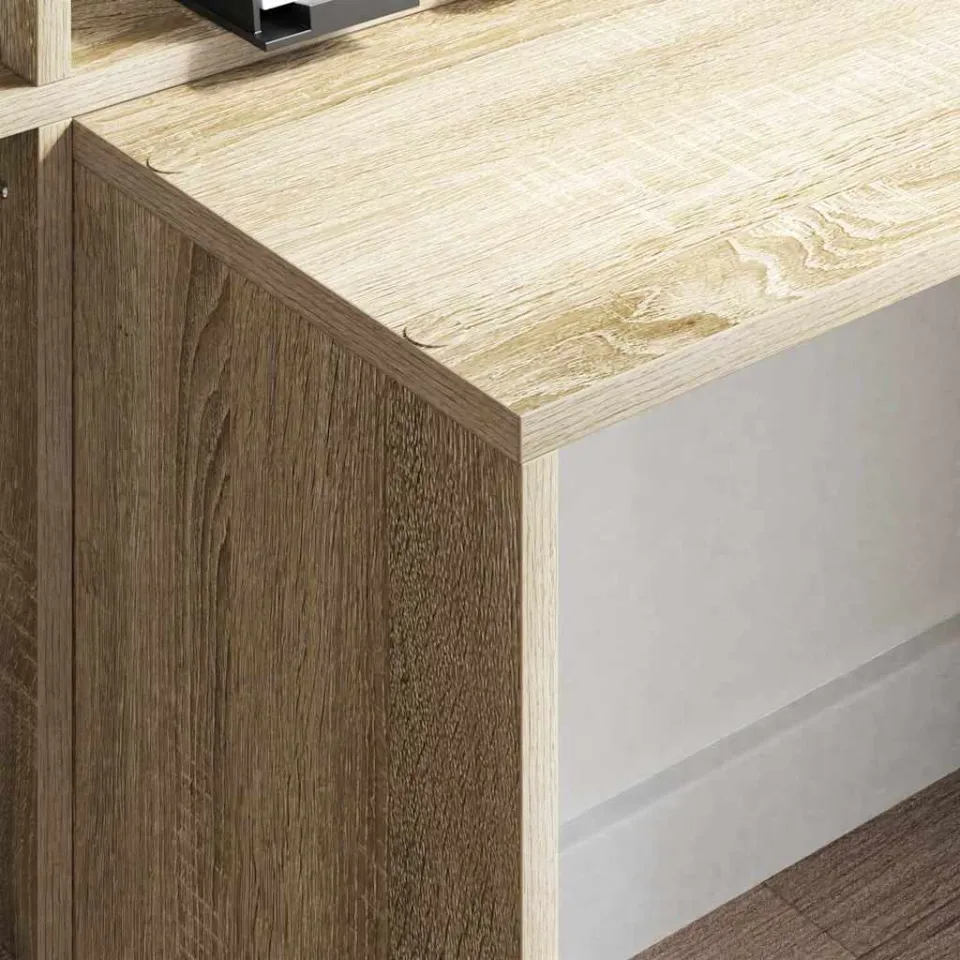 vidaXL Bureau Sonoma Eiken 138,5 x 55 x 143 cm Bewerkt hout, foto 4