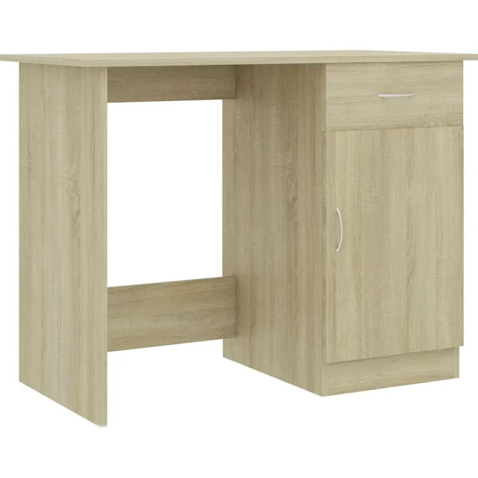 vidaXL Bureau 100x50x76 cm bewerkt hout sonoma eikenkleurig Bruin