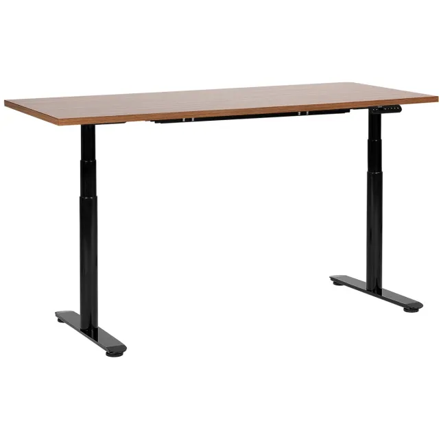 Beliani DESTINAS - Elektrisch bureau - Donkerhout/Zwart - 160 cm - MDF Bruin