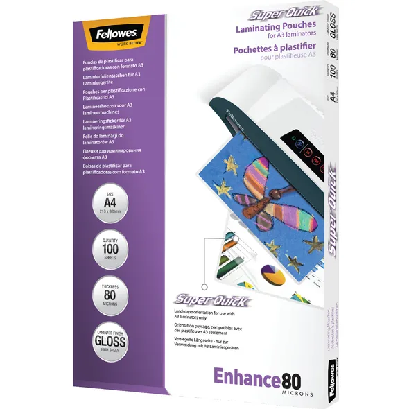 Fellowes Lamineerhoes Fellowes A4 Superquick 2x80micron 100 stuks