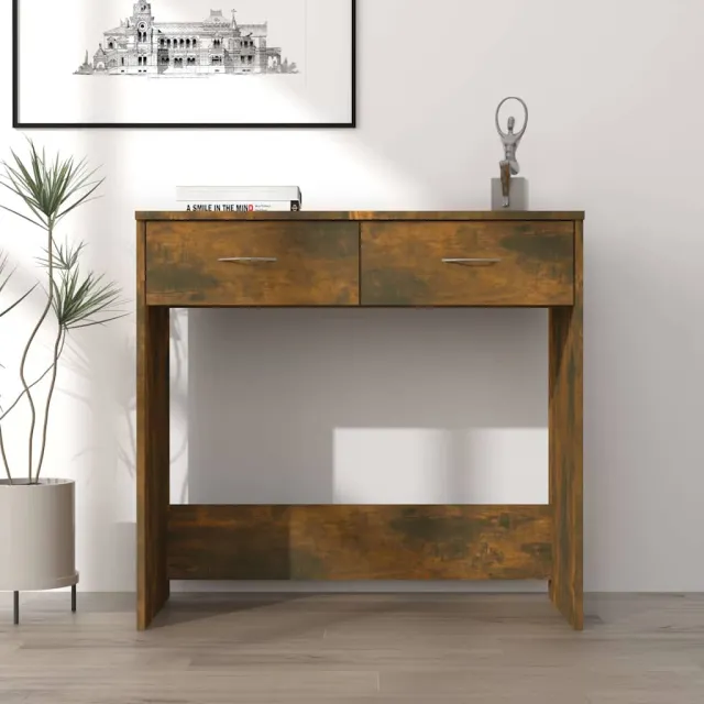vidaXL Bureau 80x40x75 cm bewerkt hout gerookt eikenkleurig, foto 2