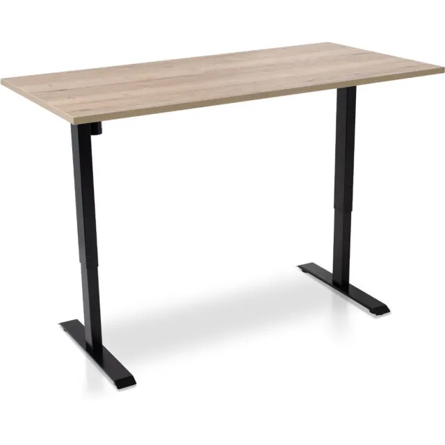 Multi Ratio Zit-sta bureau elektrisch verstelbaar - MRC EASY | 160 x 80 cm | inclusief stekkerdoos en kabelklemmen | frame zwart - blad robuust eiken' Zwart frame