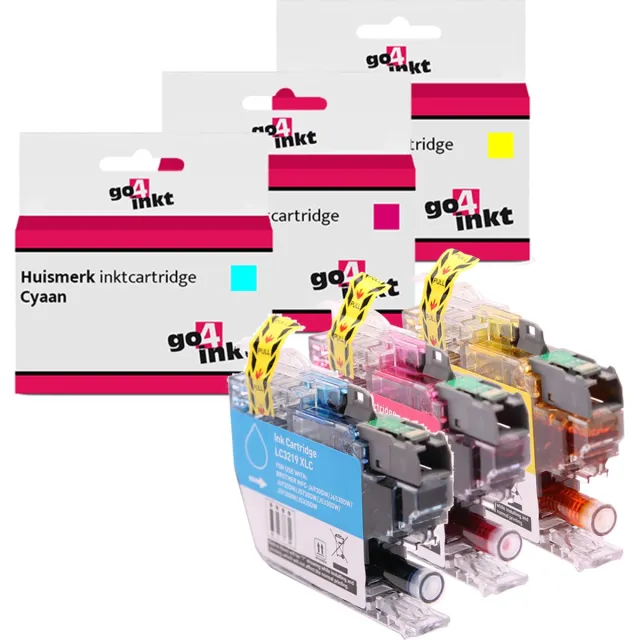 Go4inkt compatible met Brother LC-3219XL c/m/y inkt cartridges cyaan/magenta/yellow - 3 stuks Cyaan, Magenta, Yellow
