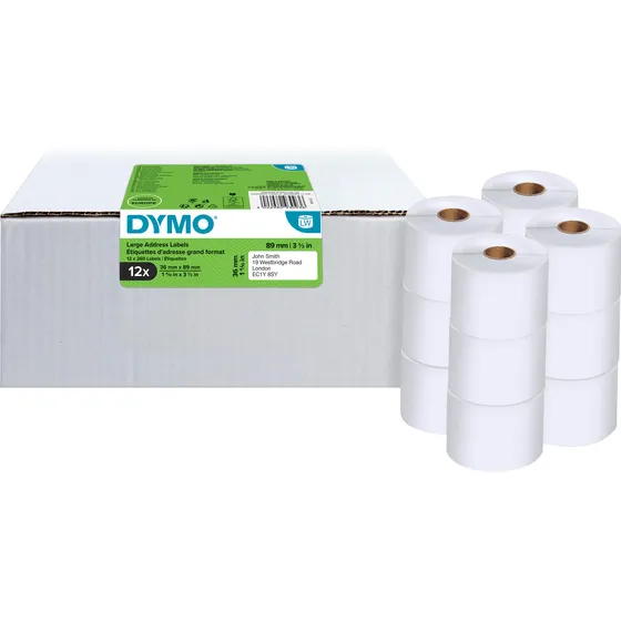 Dymo Etiket Dymo LabelWriter adressering 36x89mm 12 rollen á 260 stuks wit