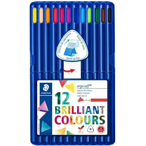 Staedtler Kleurpotloden Staedtler Ergosoft driekantig 12stuks assorti wit