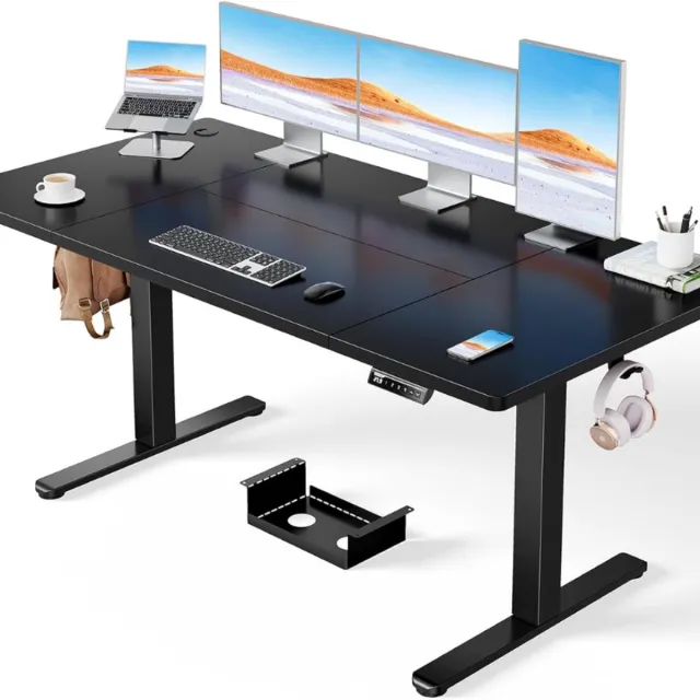 ErGear Elektrisch Zit-Sta Bureau - 160 x 80 cm - Draagvermogen 100 kg, in hoogte verstelbaar, met geavanceerde borstelloze motor, stille werking en robuust metalen frame. ZWART