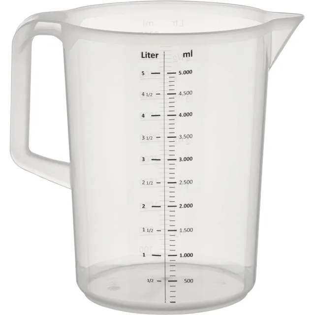 APS Maatbeker - Mengbeker - Vaatwasserbestendig - Kunststof - 5 Liter - Voor Horeca - Voor Buffet Transparant