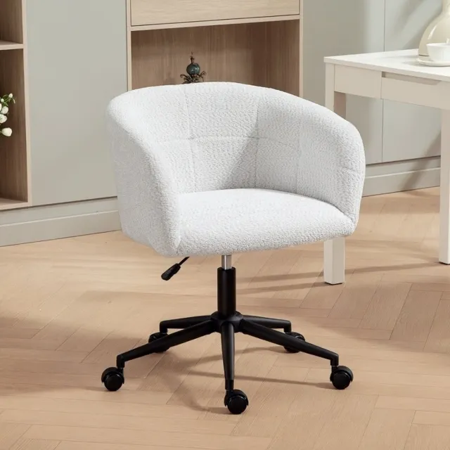 COVREO Bureaustoel 65x59x75-85 cm crème wit, polyester met wielen Crèmewit