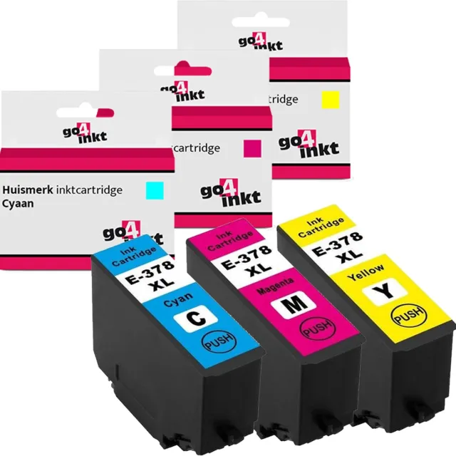 Go4inkt compatible met Epson 378XL c/m/y inkt cartridges cyaan/magenta/yellow - 3 stuks Cyaan, Magenta, Yellow