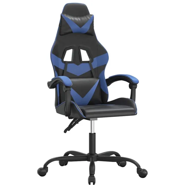 vidaXL Gamestoel - draaibaar - kunstleer - zwart - en - blauw zwart en blauw
