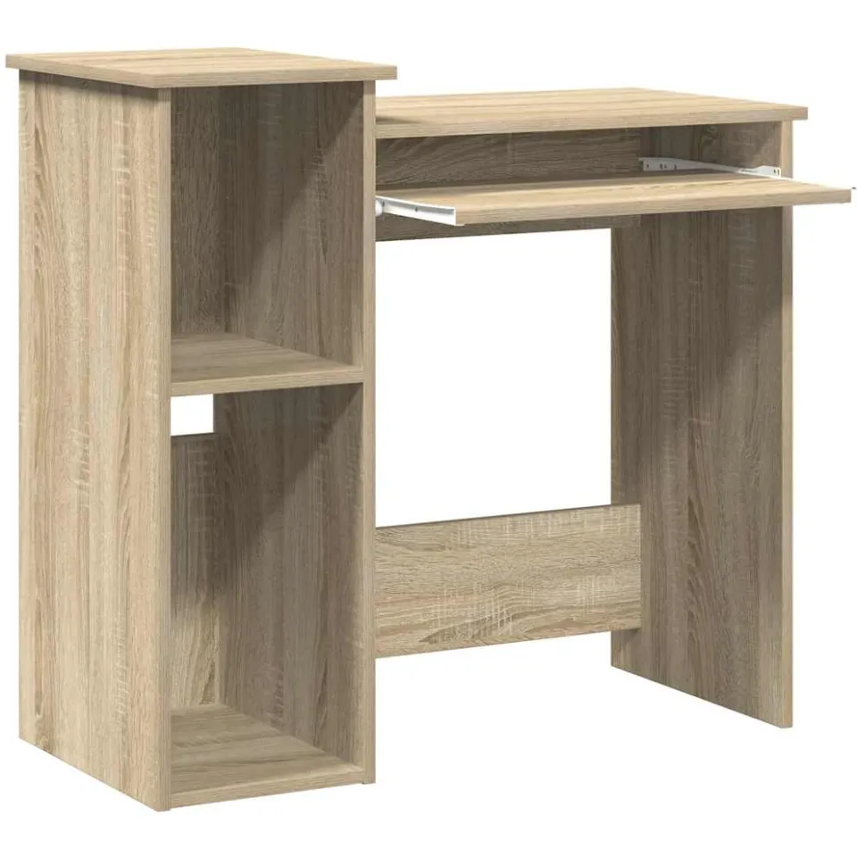 vidaXL Bureau met schappen 84x40x78 cm bewerkt hout sonoma eikenkleur, foto 4