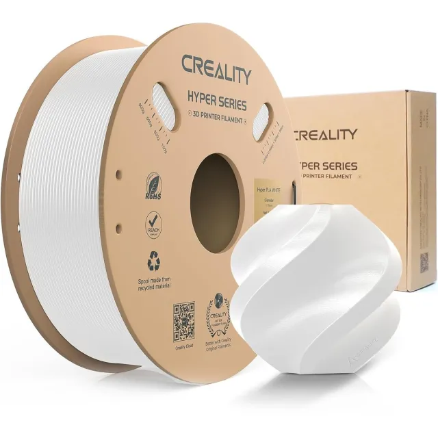 Creality Hyper PLA Filament - Wit - 1,75 mm - 1 kg - 3D-printerfilament voor Snel Printen - Kluwenvrij - Sterke Hechting & Uitstekende Overhangprestaties - 3D Printer Filament White