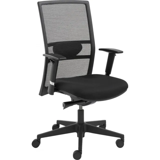 ABC Kantoormeubelen Ergonomische EN-1335 genormeerde bureaustoel 1514 kunststof frame met rug in Zwart