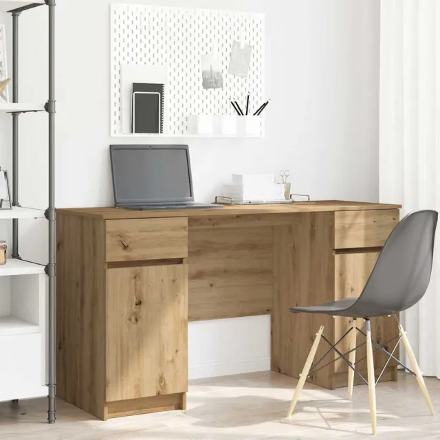 vidaXL Bureau artisanaal eikenkleurig 140 x 49 x 76 cm Bewerkt hout, foto 2