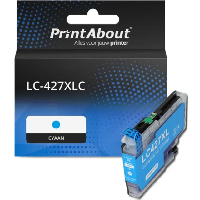 PrintAbout huismerk Inktcartridge LC-427XLC Cyaan Hoge capaciteit geschikt voor Brother