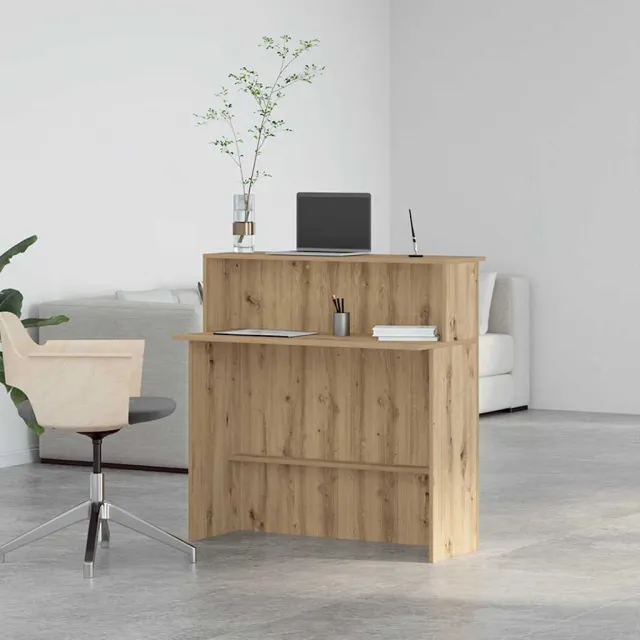 vidaXL Receptiebalie 100x50x103,5cm bewerkt hout artisanaal eikenkleur, foto 2