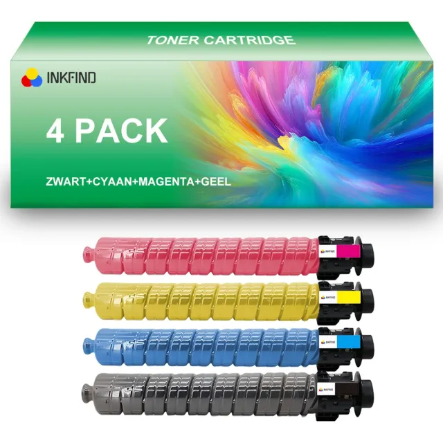 INKFIND MP C6003/C4503/C5503 (841853-841854-841855-841856) tonercartridge multipack van 4 stuks (Zwart+Cyaan+Magenta+Geel) compatibel met Ricoh Aficio MP C4503/4504/5503/5504/6003/6004 (841853-841854-841855-841856) 4-pack BK/C/M/Y Zwart x 1, Cyaan x 1, Magenta x 1, Geel x 1