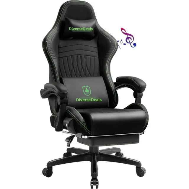 Thuys Gamestoel Met Voetsteun – Gamestoel Ergonomisch – Gamestoel Bureaustoel – Verstelbaar – Zwart