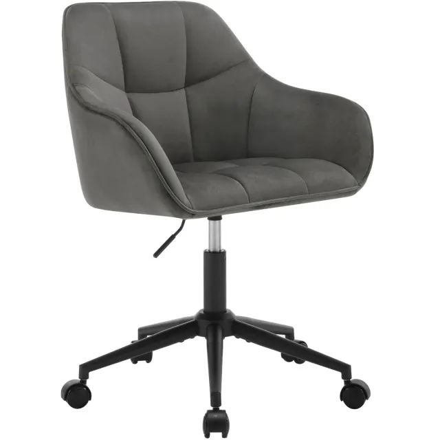 OKWISH Bureaustoel 40,5 x 40 cm – Ergonomisch En In Hoogte Verstelbaar – 360 Graden Draaibaar – Fluweel – Donkergrijs