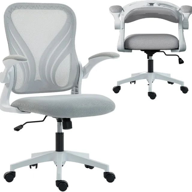 Homcom bureaustoel - mesh (100% polyester) - 73x62x111cm - lichtgrijs