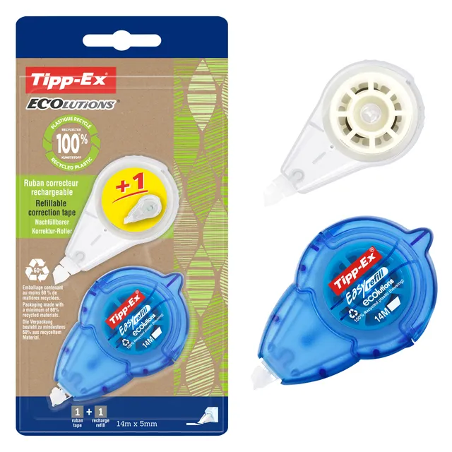 Tipp-ex Correctieroller Tipp-ex easy refill ecolutions + refill 5mmx14m blister à 1+1