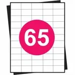 Huismerk A4 stickervellen, 65 per vel, wit, permanent, 38,1mm x 21,2mm 100 sheets