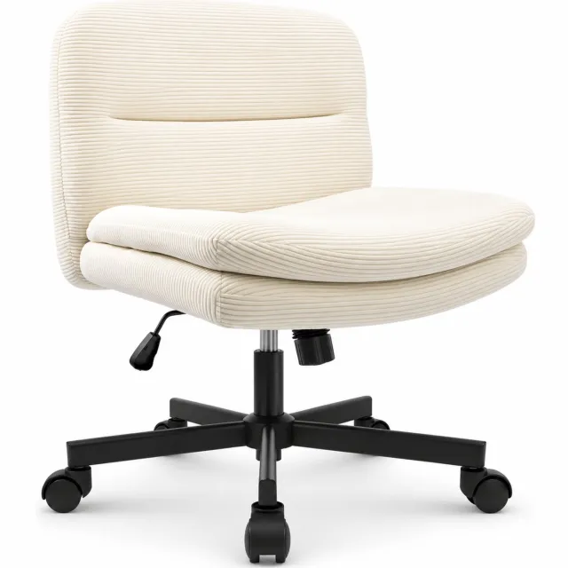 Luxevo Bureaustoel – Hoogte Verstelbaar – 360° Draaiwielen - 90°-130° Kantelbare Rugleuning - Beige