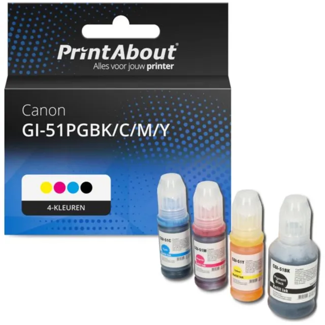 PrintAbout Huismerk Canon GI-51PGBK/C/M/Y Inktcartridge 4-kleuren Voordeelbundel